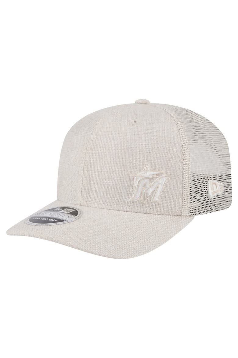 Men's New Era Light Beige Miami Marlins Flawless 9SEVENTY Stretch-Snap Hat, Main, color, Light Beige