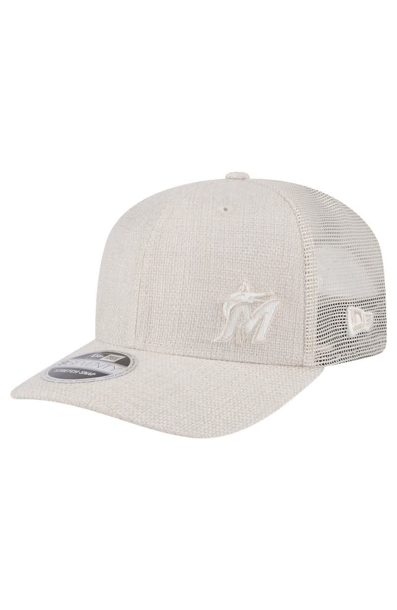 New Era Men's New Era Light Beige Miami Marlins Flawless 9SEVENTY Stretch-Snap Hat, Main, color, Light Beige
