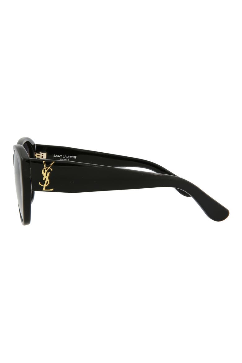 56mm Round Sunglasses, Alternate, color, SHINY BLACK