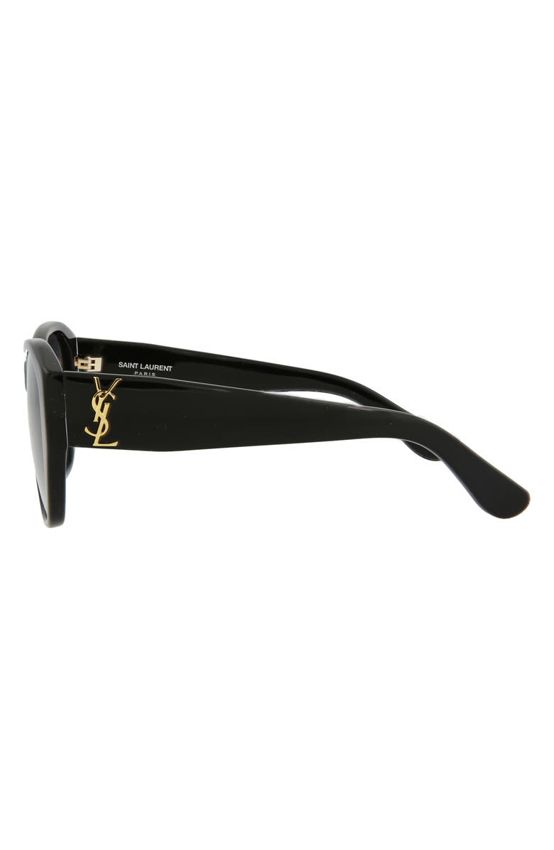Saint Laurent 56mm Round Sunglasses, Alternate, color, Shiny Black