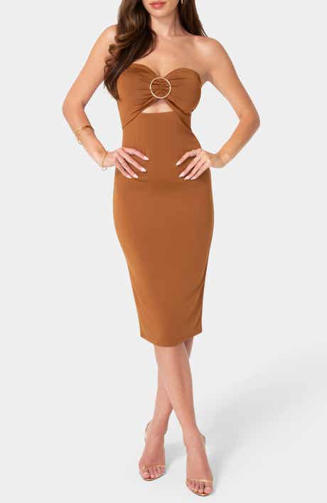 bebe Cutout Strapless Body-Con Dress