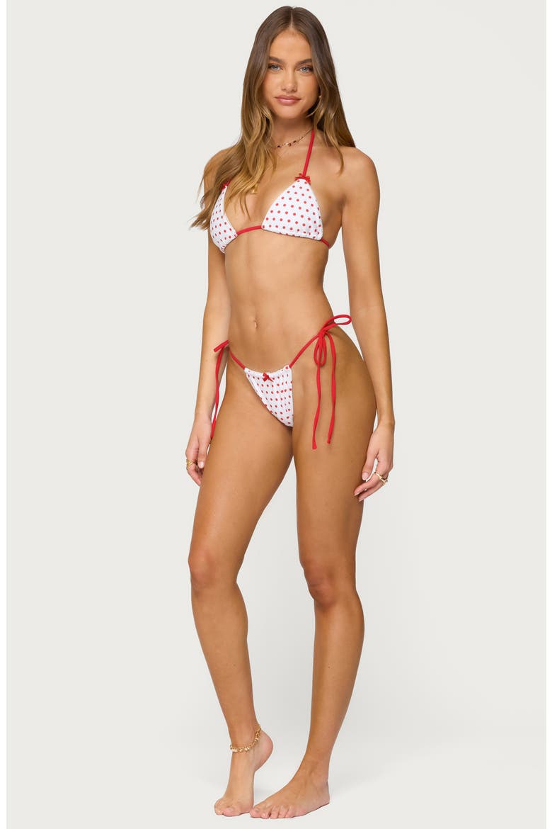 Leigh Polka Dot String Bikini Bottoms, Alternate, color, WHITE-AND-RED