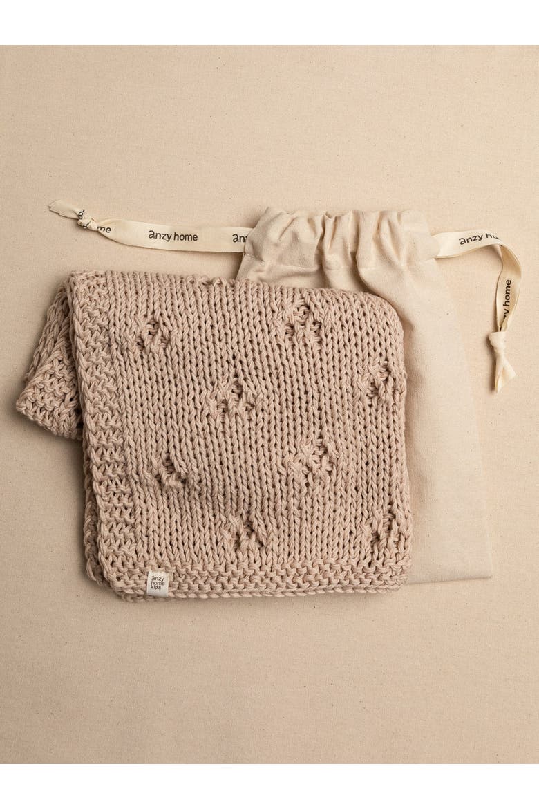 Baby Blanket Hand-Knitted Pointelle, Alternate, color, Sand