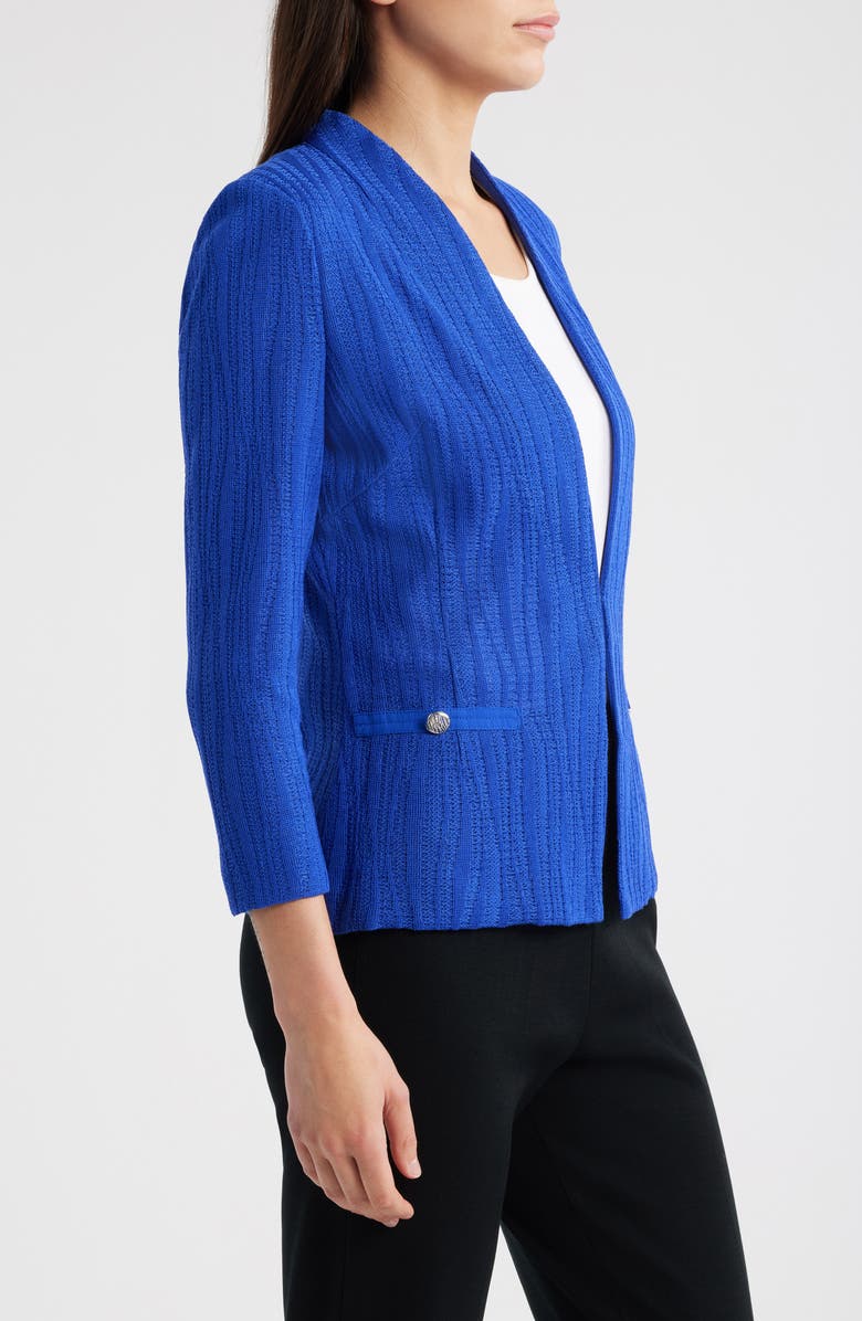 Ming Wang Tailored Fit Textured Wave Knit Jacket, Alternate, color, Sapphire Sea