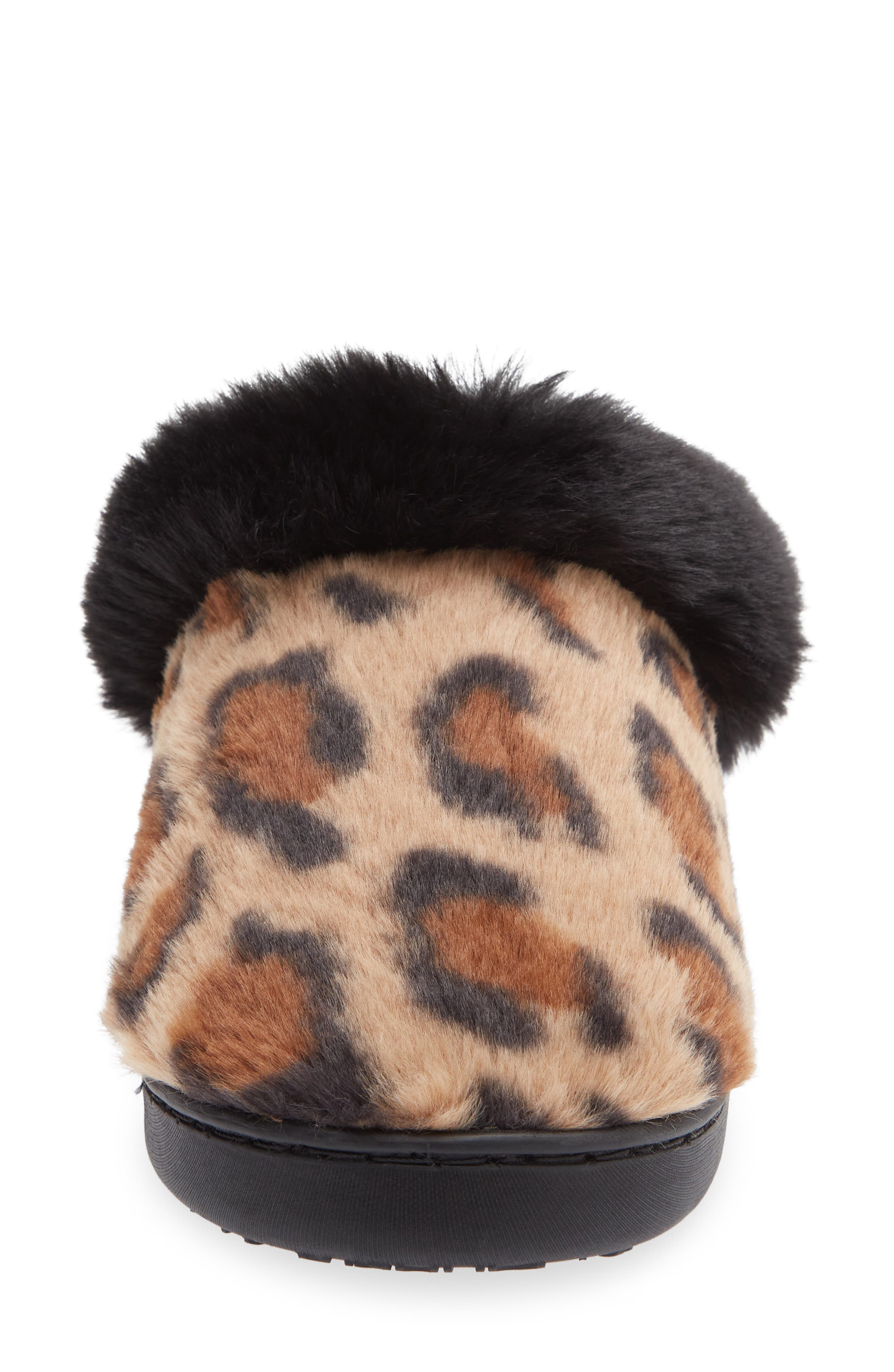 Faux Fur Collar Scuff Slipper, Alternate, color, NATURAL BLACK