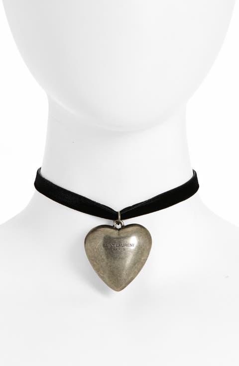 Oversize Heart Pendant Choker Necklace