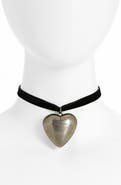 Saint Laurent Oversize Heart Pendant Choker Necklace