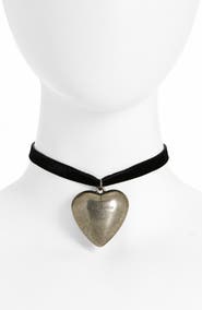 Saint Laurent Oversize Heart Pendant Choker Necklace
