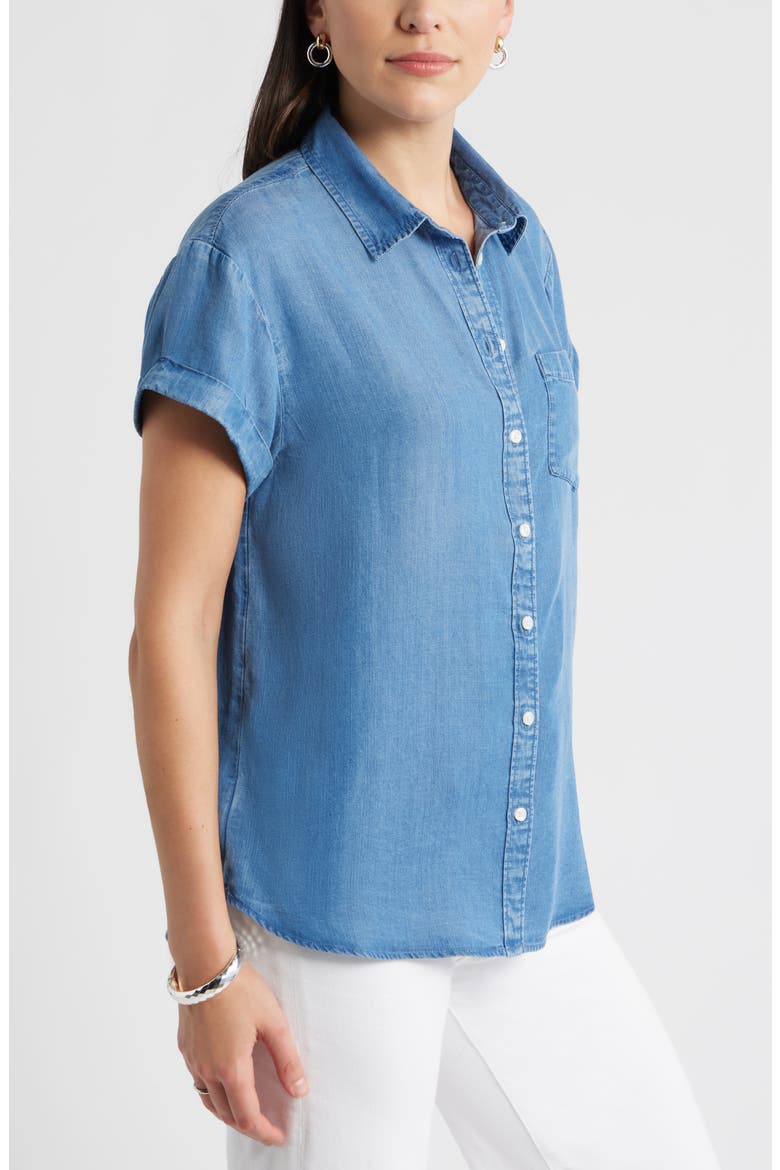 Chambray Camp Shirt, Alternate, color, MEDIUM WASH