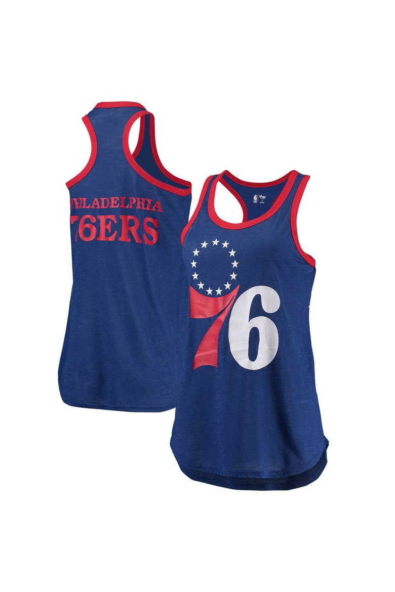 Women's G-III Sports by Carl Banks Royal Philadelphia 76ers Showdown Scoop-Neck Racerback Tank Top, Main, color, Royal