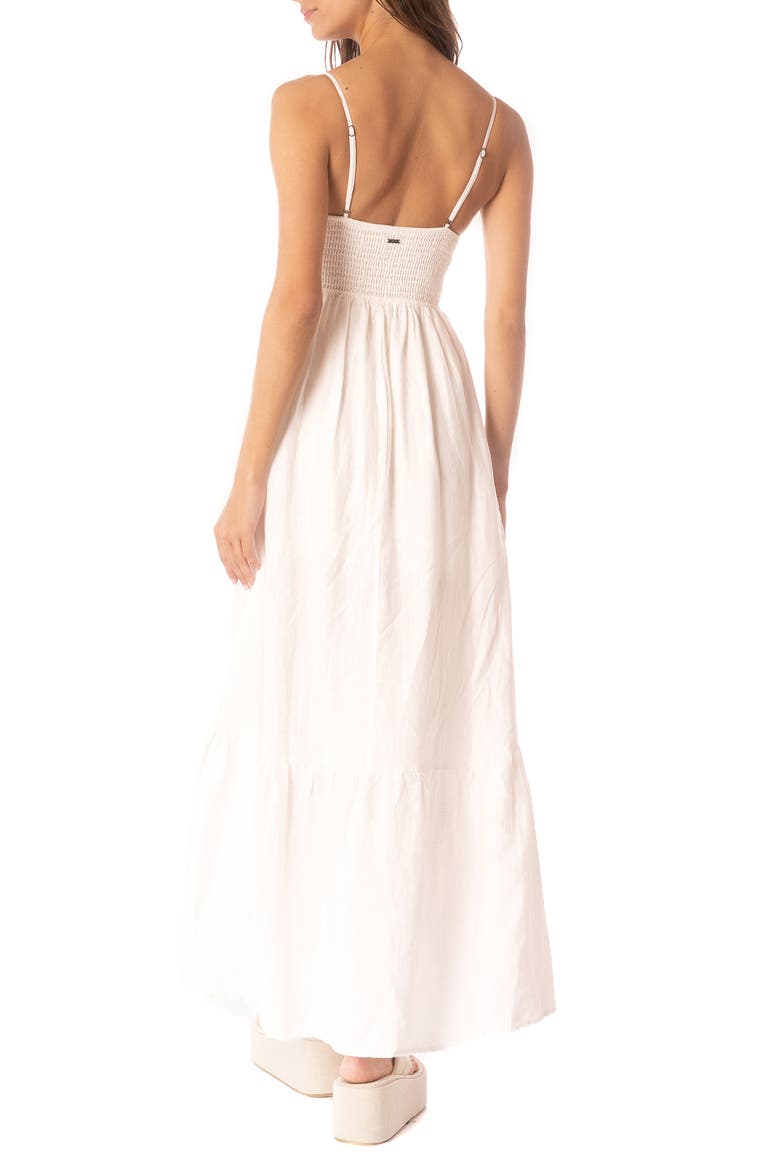 Isadora Smocked Linen Maxi Dress, Alternate, color, WHITE