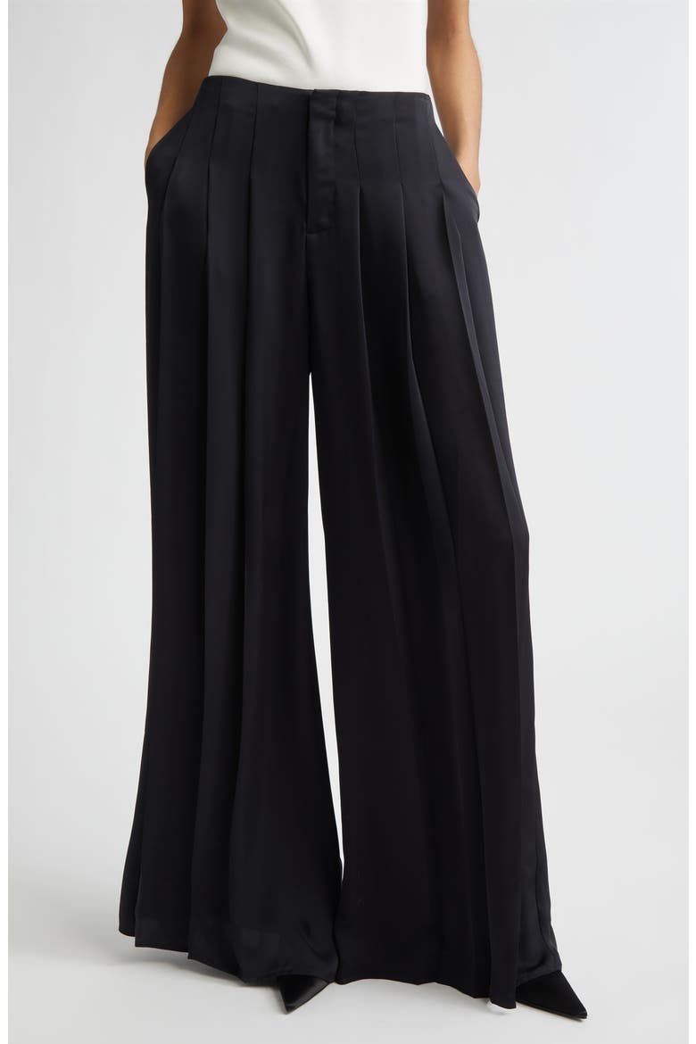 Yvette Satin Wide Leg Pants, Main, color, BLACK