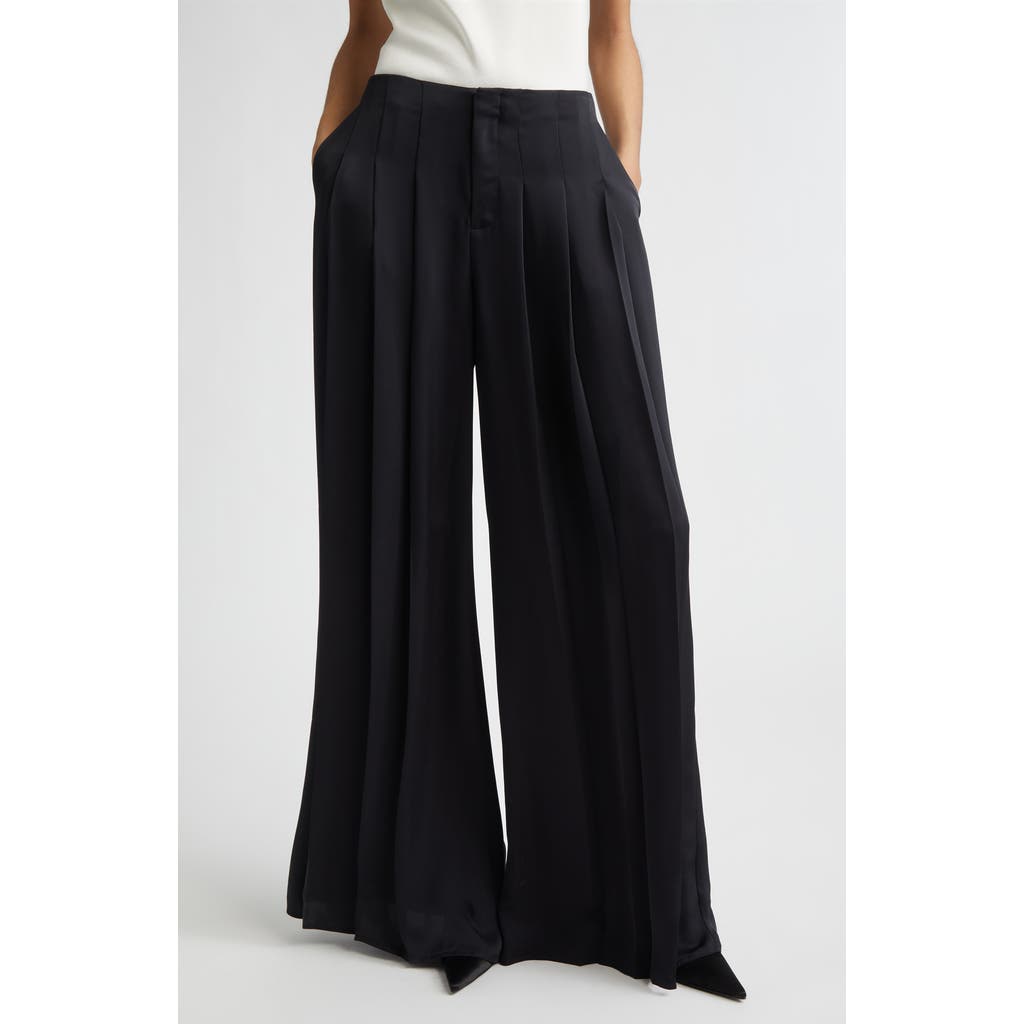 Ramy Brook Yvette Satin Wide Leg Pants in Black at Nordstrom, Size 6