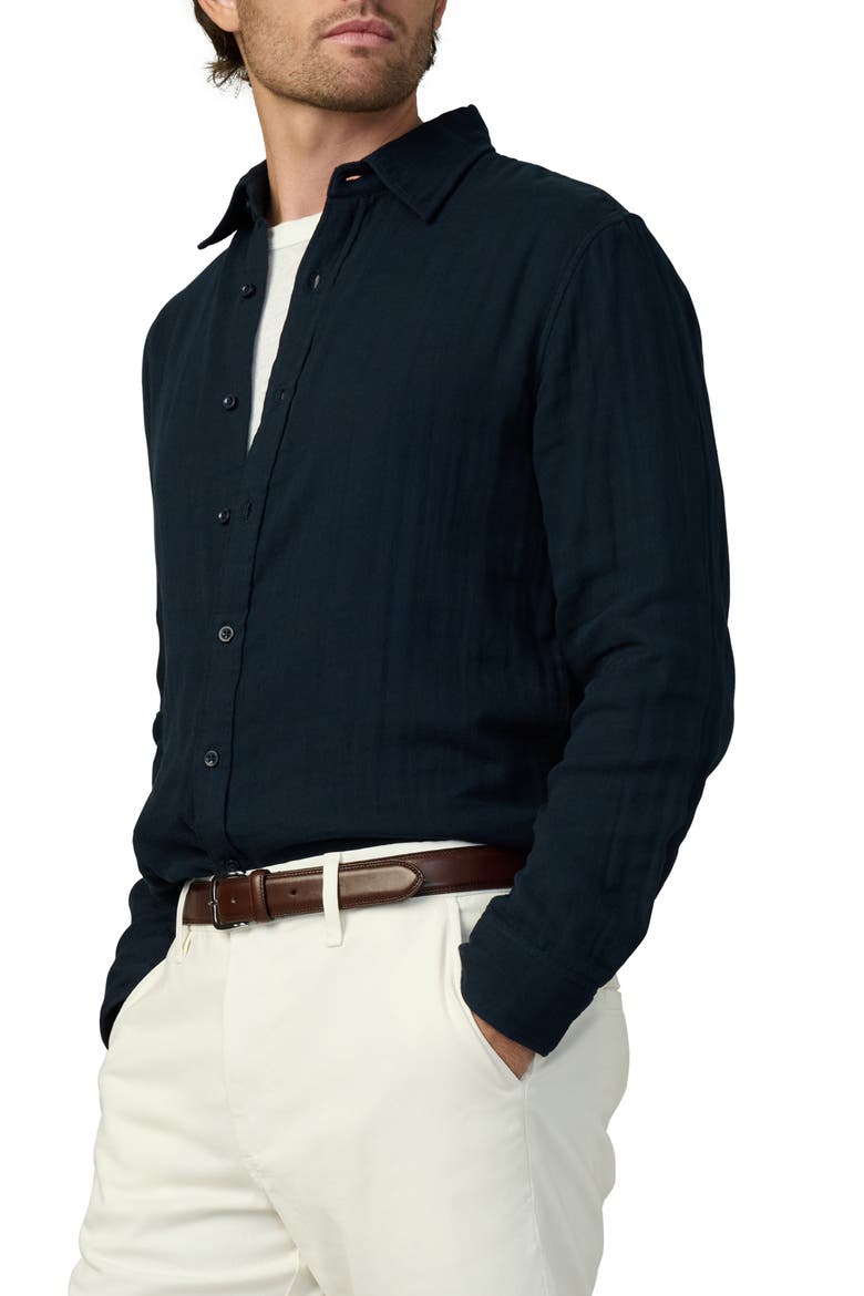 Cedric Cotton Gauze Button-Up Shirt, Alternate, color, TRUE NAVY