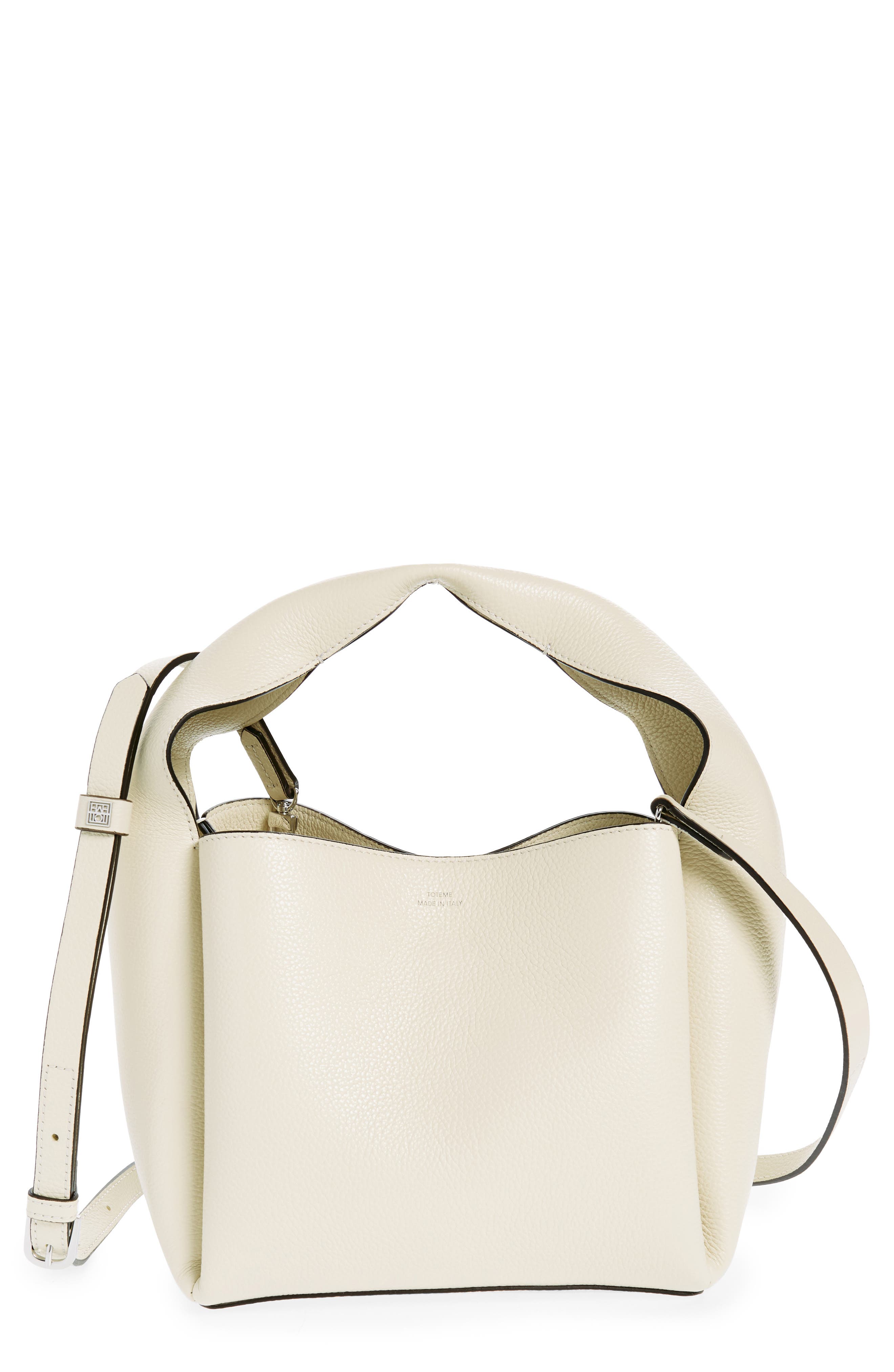 Leather Bucket Bag, Main, color, MILK