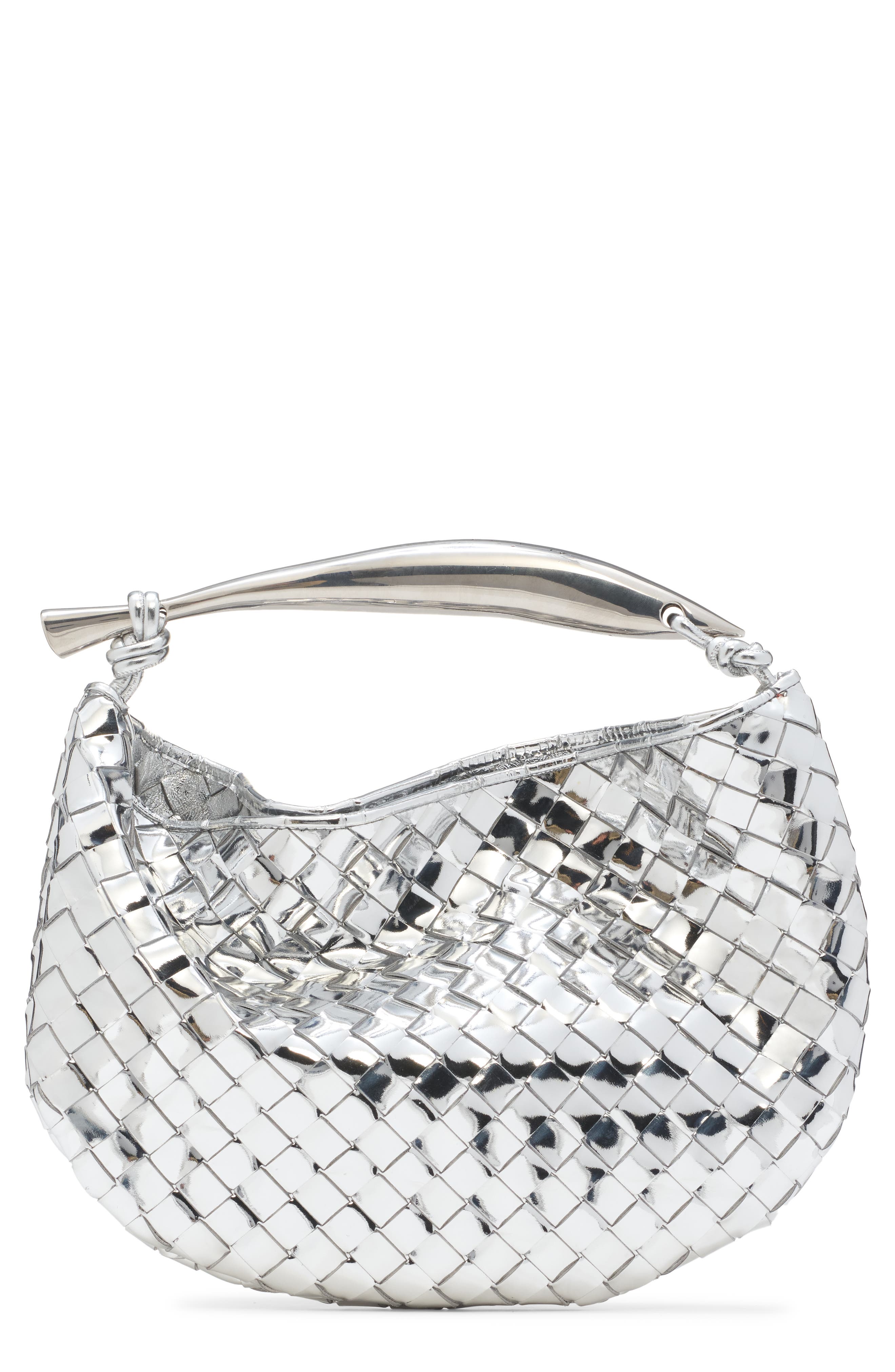 Bottega Veneta Small Sardine Intrecciato Leather Top Handle Bag, Main, color, Silver/ Vintage