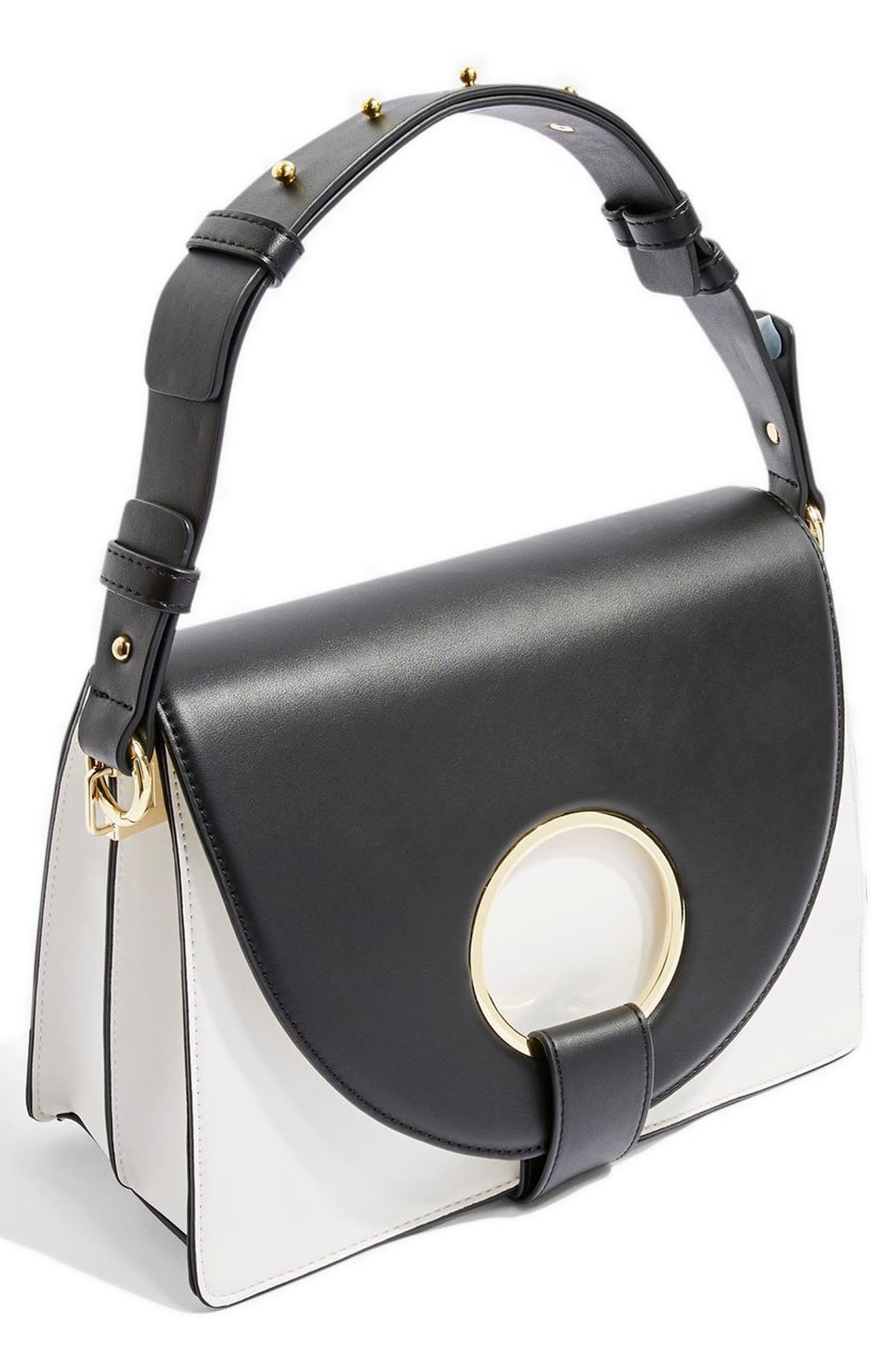 Topshop Shay Ring Shoulder Bag, Main, color, 