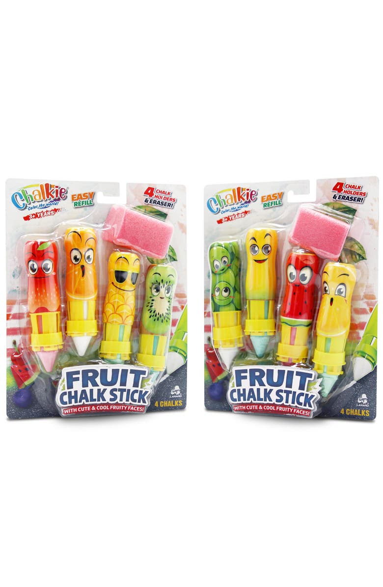Lanard Chalkie Twin Pack Fruit Chalk Stick 8 Character Holders, 3+, Main, color, Multicolored