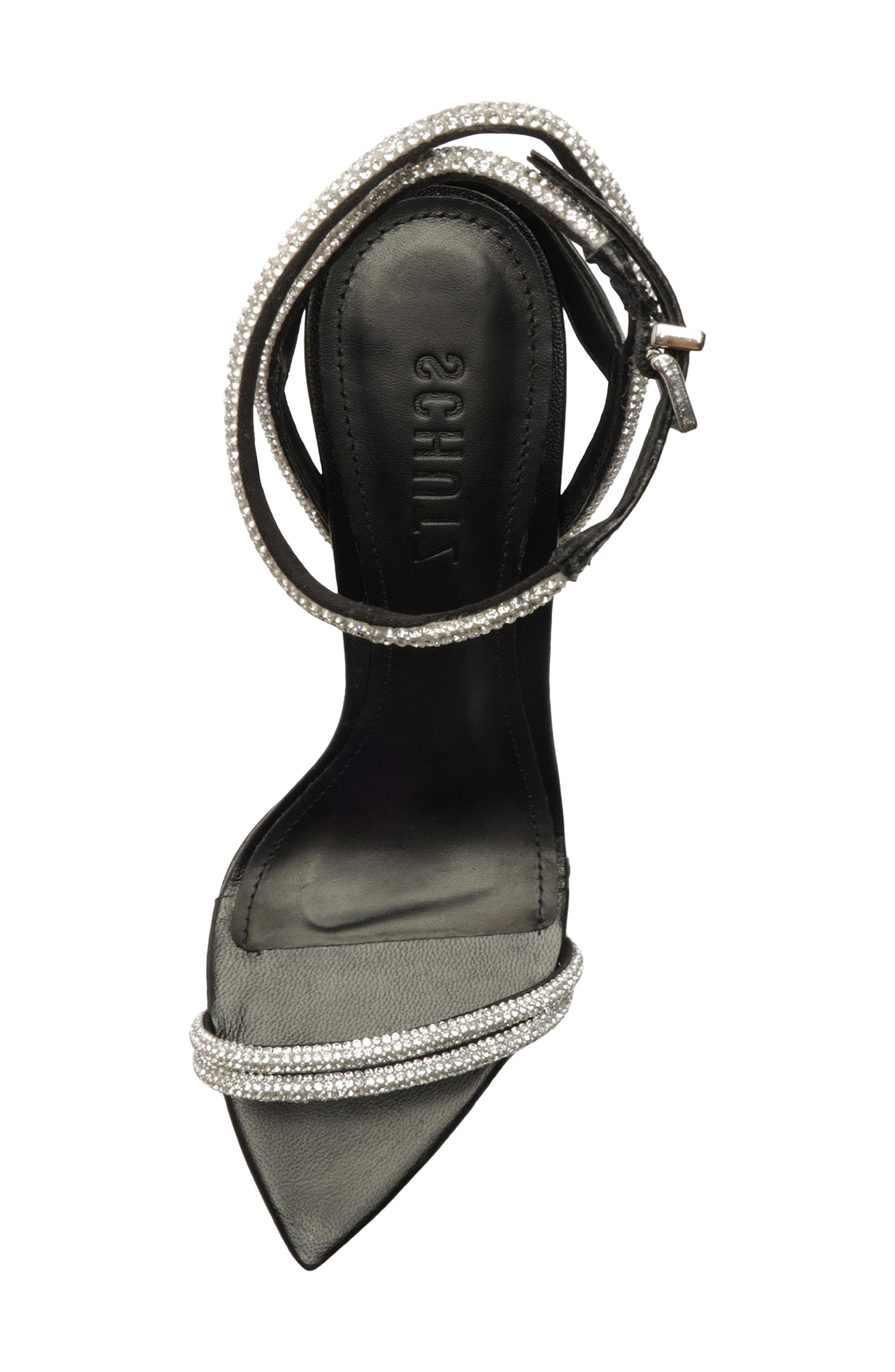 Schutz Skye Shine Ankle Strap Sandal, Alternate, color, Black