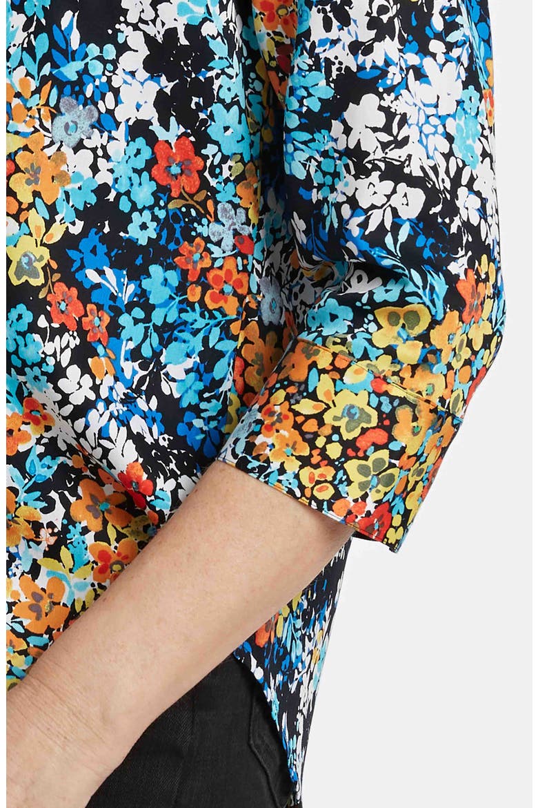Margie Floral Three-Quarter Sleeve Cotton Button-Up Shirt, Alternate, color, BLUE MULTI