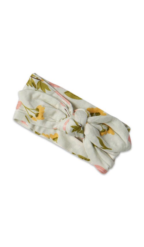 Everly Grey Jersey Long Sleeve Footie & Head Wrap Set In Green