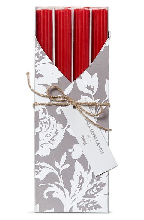 Set of 4 Ribbed Taper Candles
