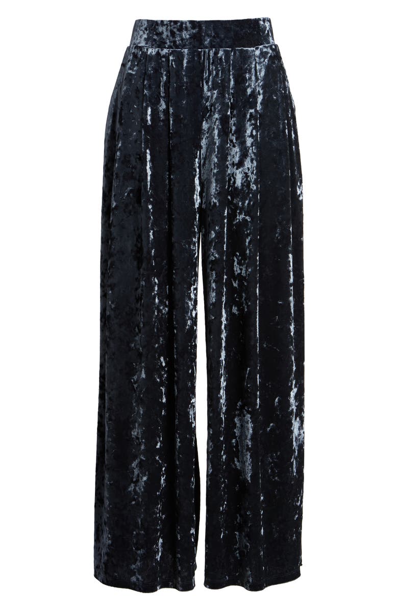 Leith Crop Wide Leg Velour Pants, Alternate, color, Navy India Ink