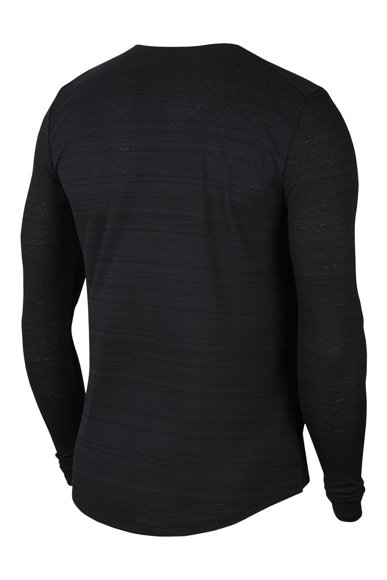 Dri-FIT Miler Men's Long Sleeve Running T-Shirt, Alternate, color, BLACK