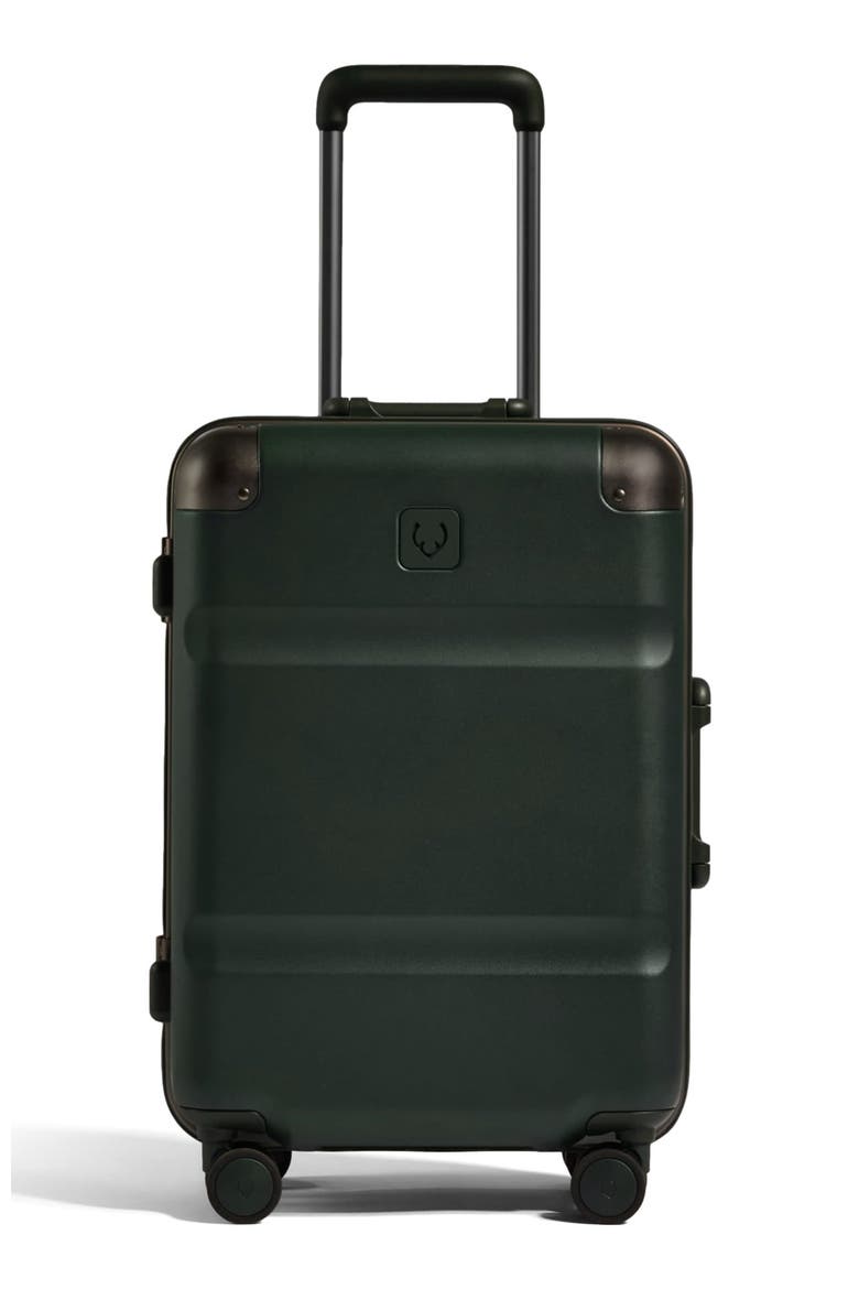 Heritage Stripe Cabin Suitcase, Main, color, Dark Forest Green