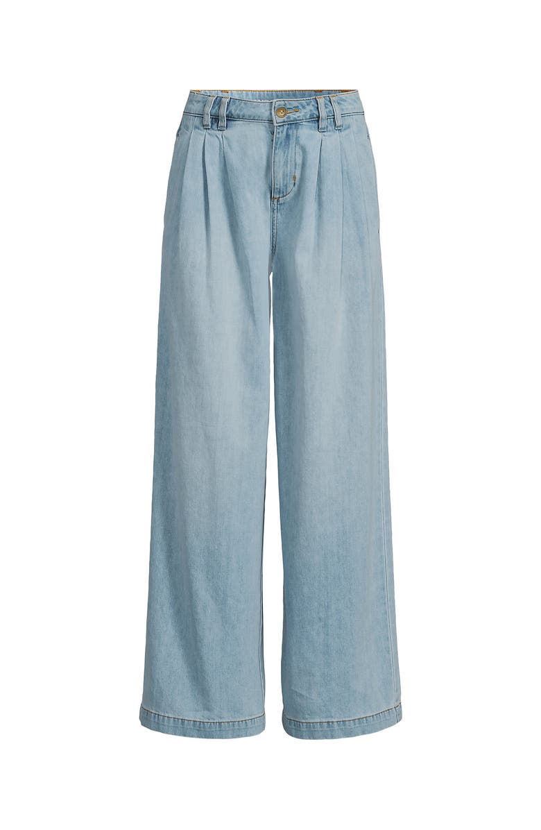 Lands' End Lightweight Denim Mid Rise Pleated Slouchy Jeans, Alternate, color, Breeze Blue Wash
