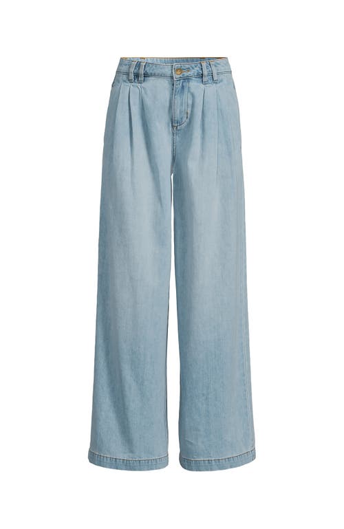 LANDS' END LANDS' END LIGHTWEIGHT DENIM MID RISE PLEATED SLOUCHY JEANS