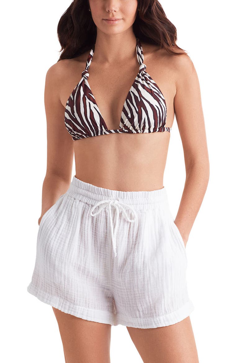 Vista Double Gauze Cover-Up Shorts, Alternate, color, WHITE
