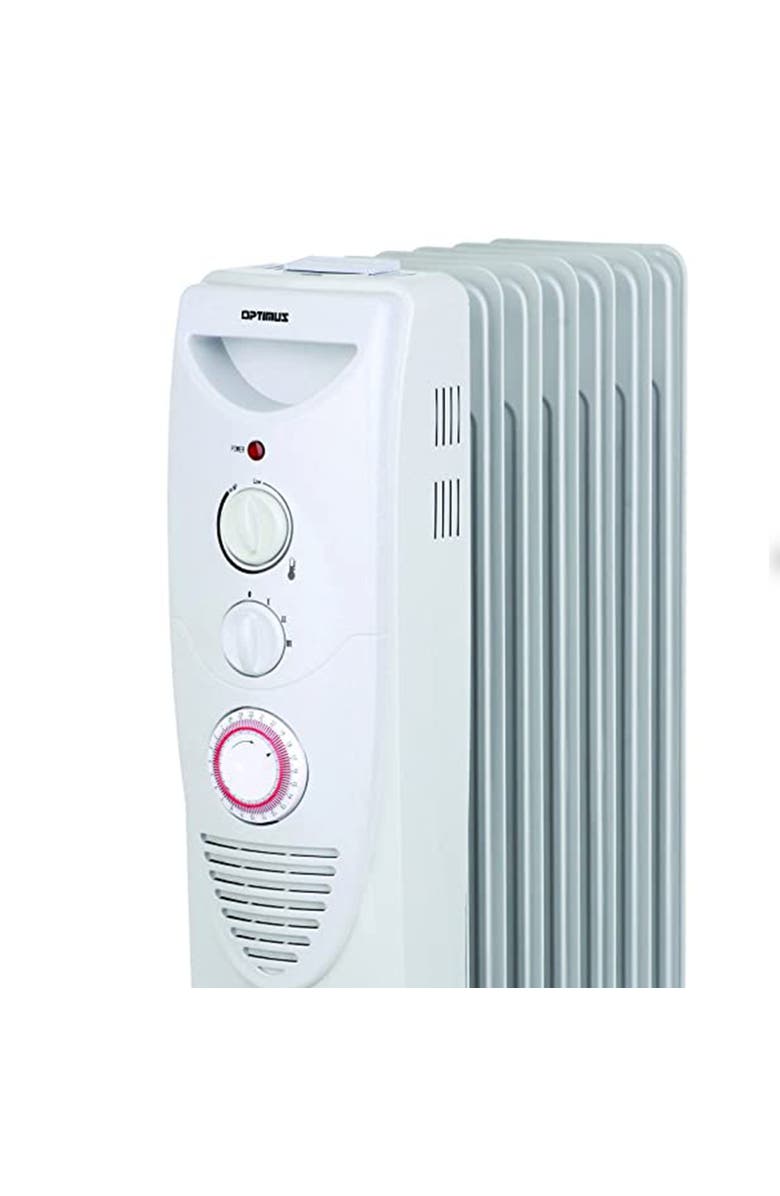 Optimus Portable 7 Fins Oil Filled Radiator Heater with Timer, Alternate, color, White