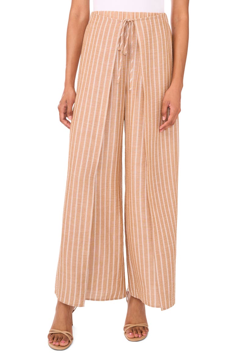 High Waist Crinkle Wrap Pants, Main, color, BEIGE