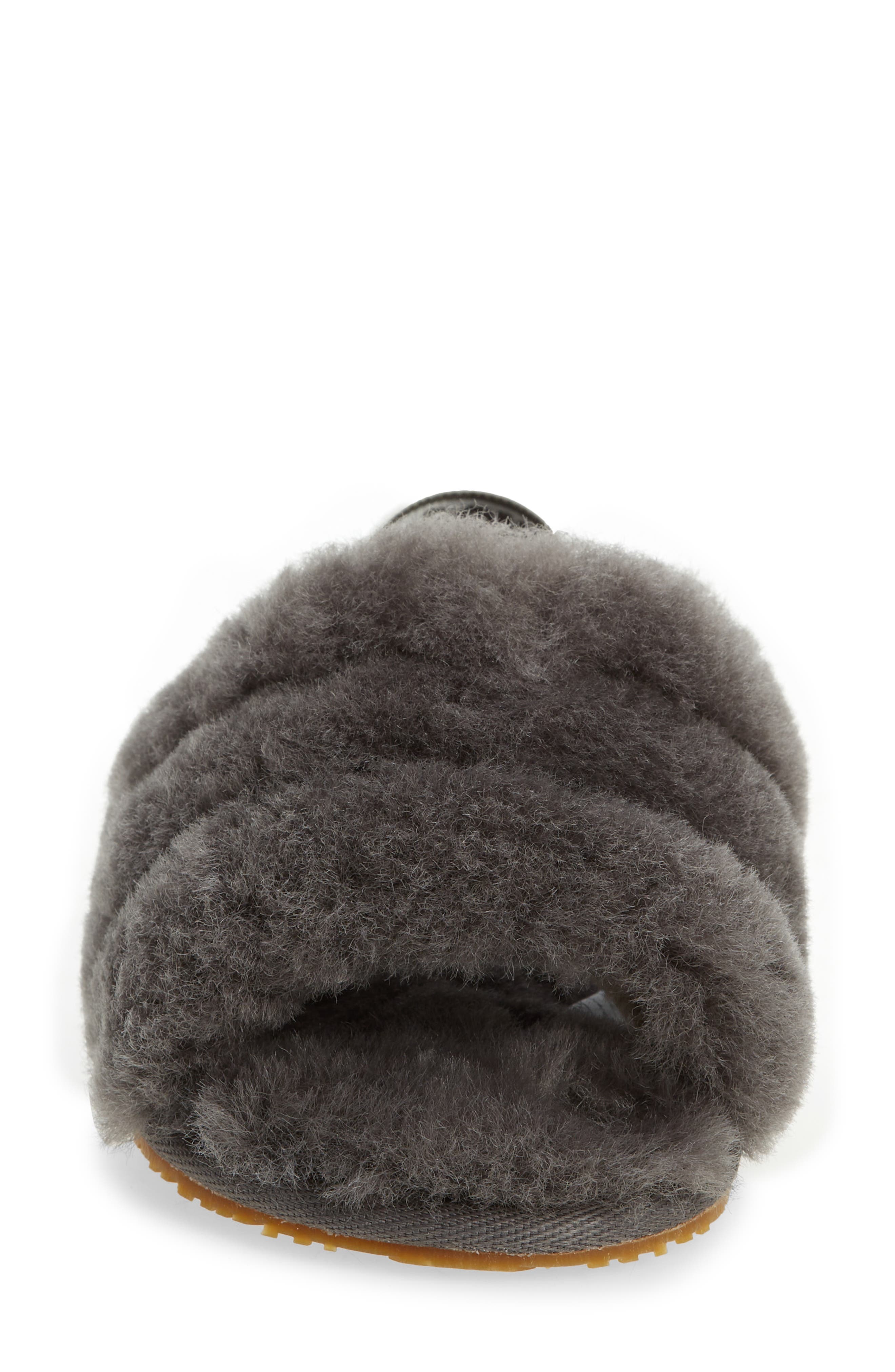 Fluff Yeah Genuine Shearling Slide Sandal, Alternate, color, CHARCOAL