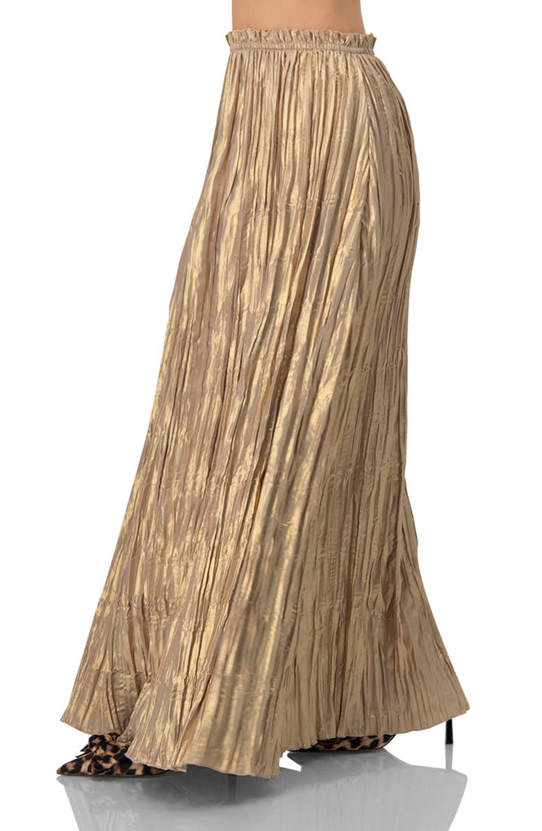 IVONNE Pleated Maxi Skirt, Alternate, color, Gold