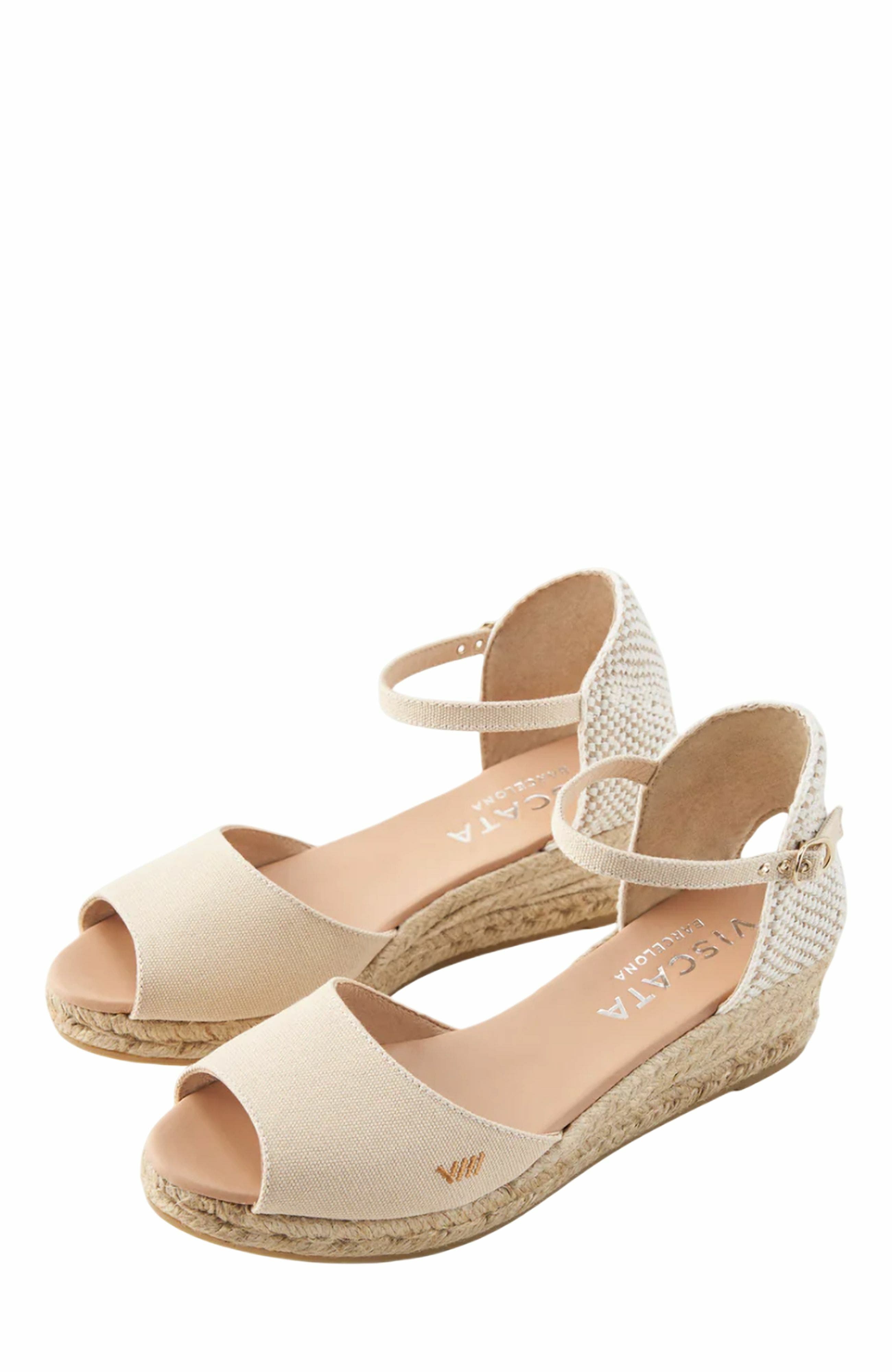 VISCATA Cavall Canvas Espadrille Sandal Wedges, Alternate, color, Beige