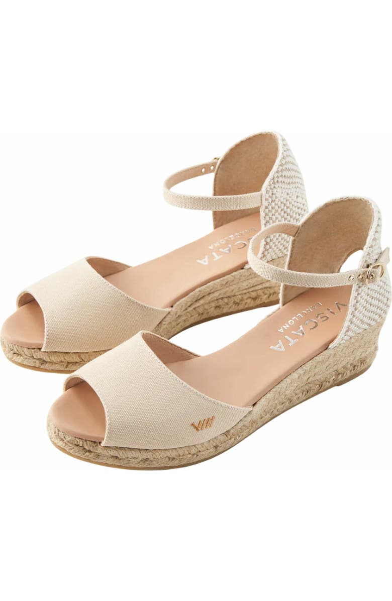 VISCATA Cavall Canvas Espadrille Sandal Wedges, Alternate, color, Beige