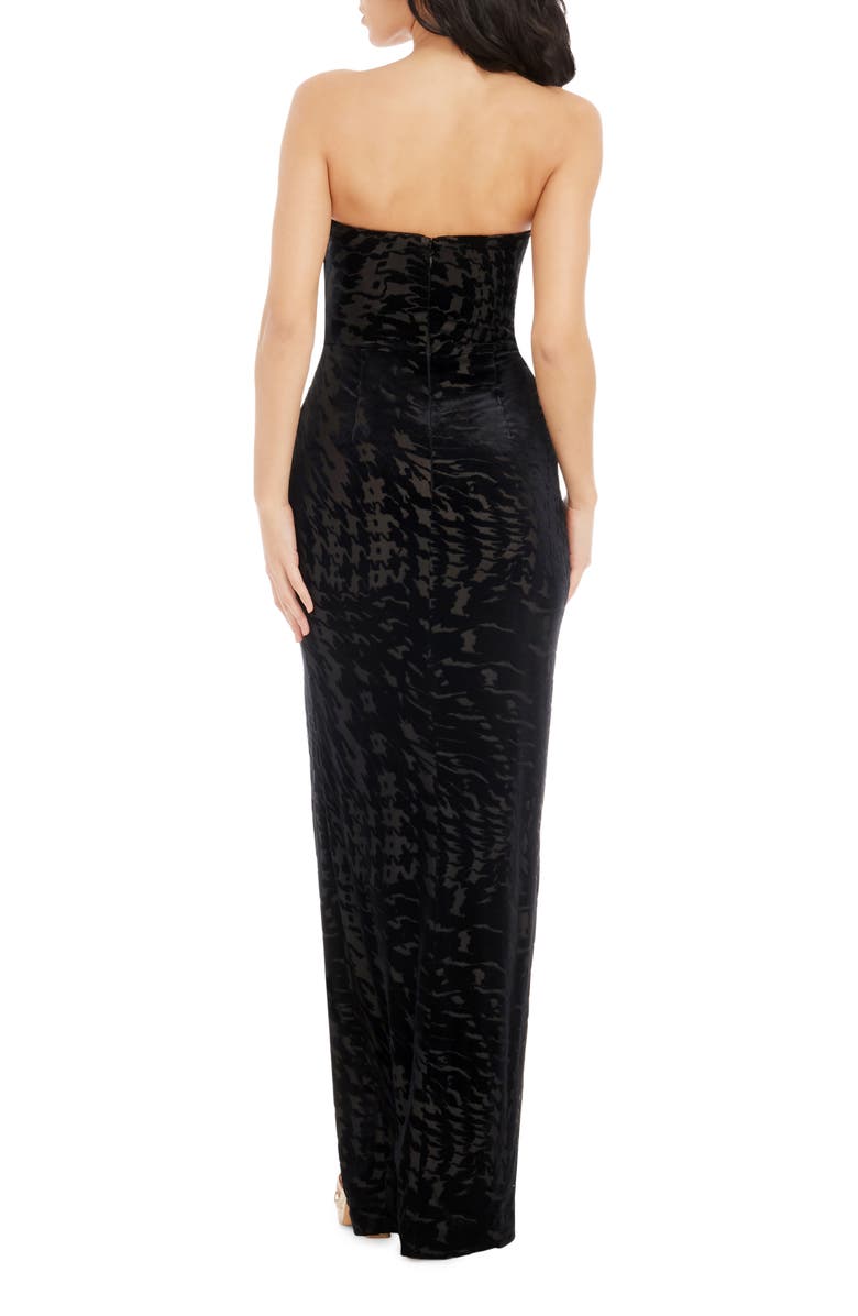 Dress the Population Jasmine Strapless Burnout Velvet Sheath Gown, Alternate, color, Black