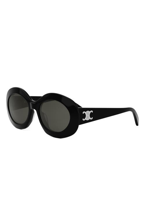 Celine Triomphe 54mm Round Sunglasses In Black