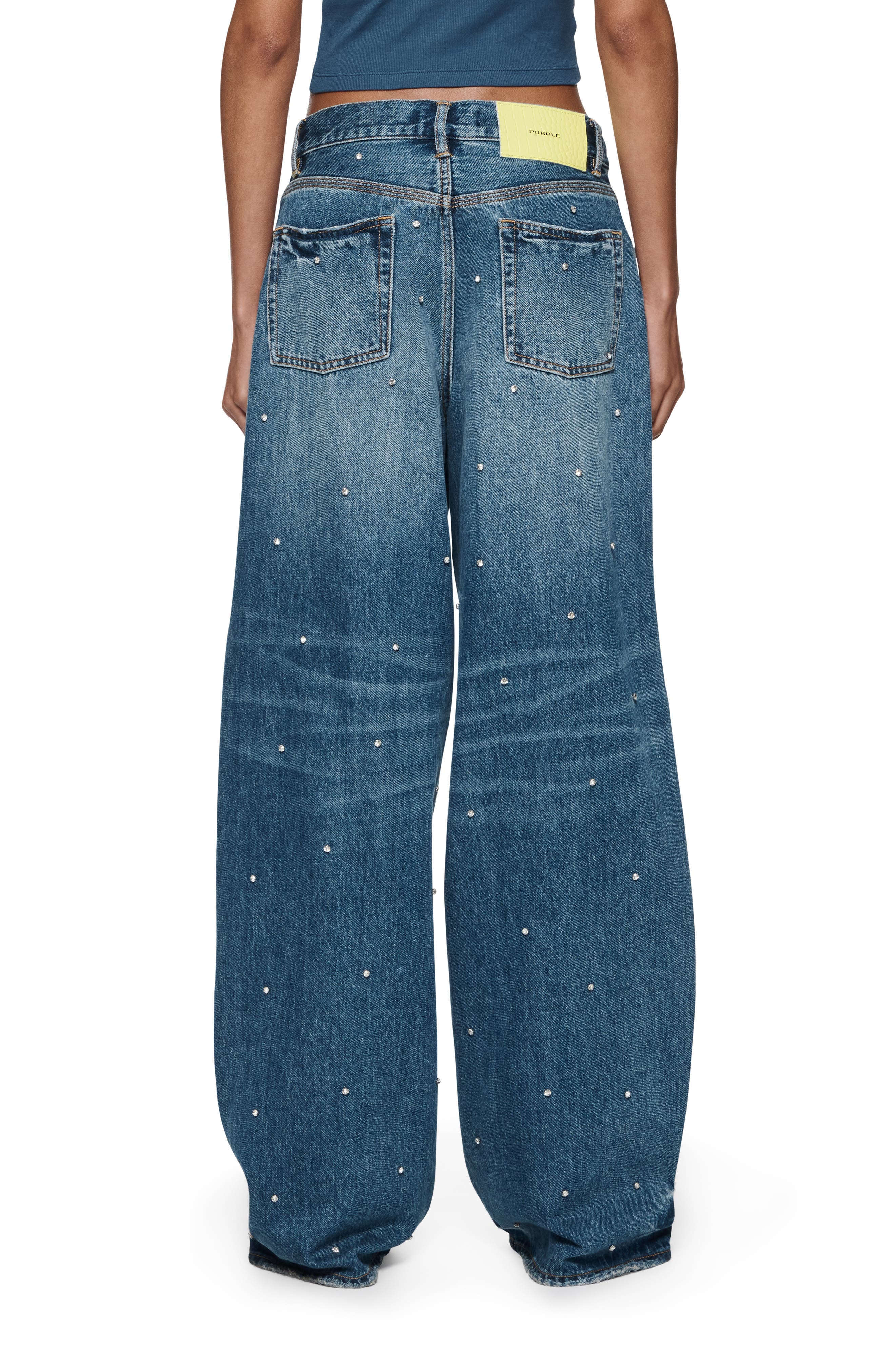 PURPLE BRAND Rhinestone Baggy Wide Leg Jeans (Women) | Nordstromrack