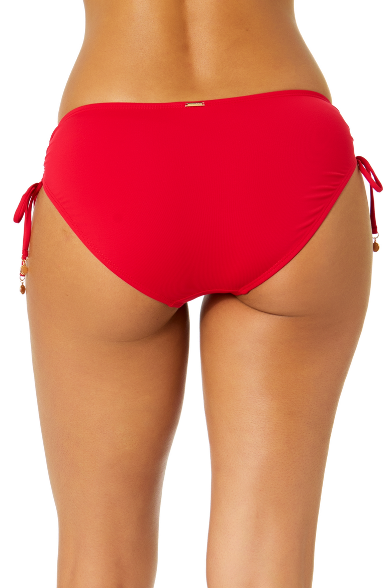 Women's Live In Color Solid Side Tie Swim Bottom, Alternate, color, Ruby Red