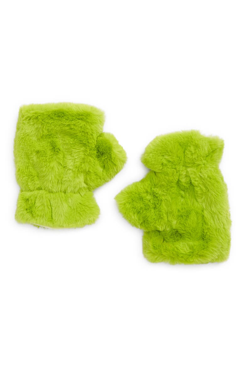 Ariel Faux Fur Mittens, Main, color, KIWI
