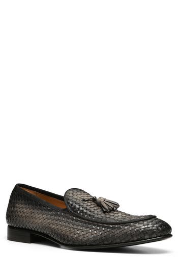 Donald Pliner Spirro Woven Tassel Loafer In Gray