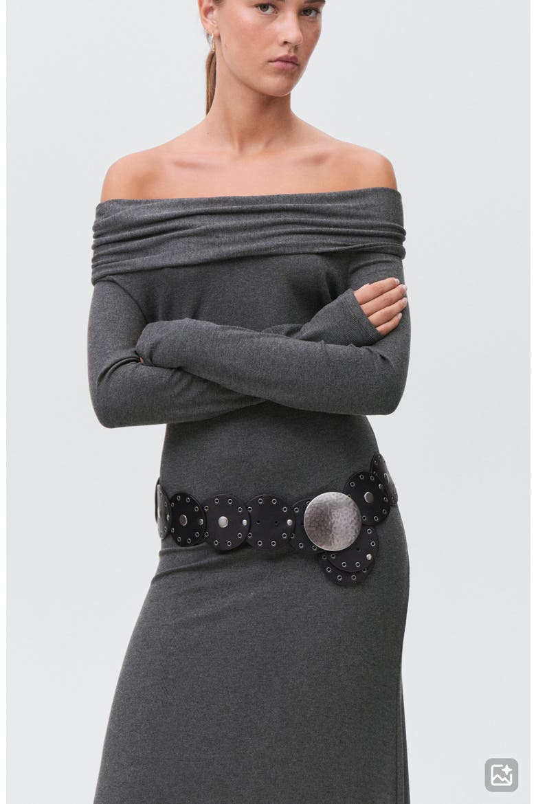 Off the Shoulder Sweater Dress, Alternate, color, GREY