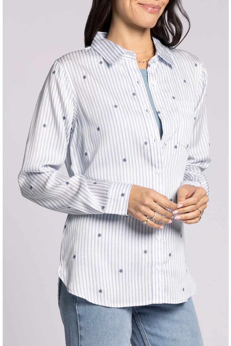 Bae Stripe Embroidered Button-Up Shirt, Alternate, color, DAISY STRIPE