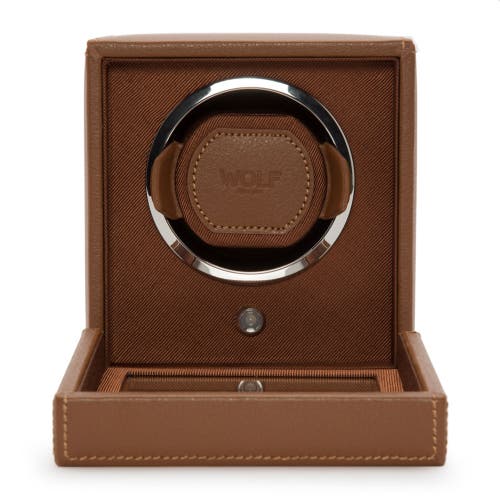 Wolf Cub Single Watch Winder With Cover In Cognac