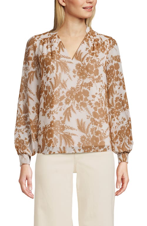 Lands' End Chiffon Removable Tie Neck Blouse In Multi