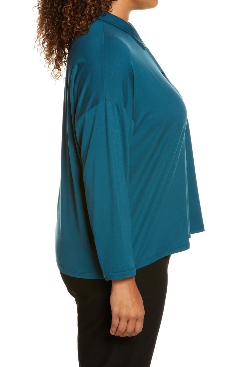 Eileen Fisher Classic Collar Stretch Jersey Boxy Shirt, Alternate, color,