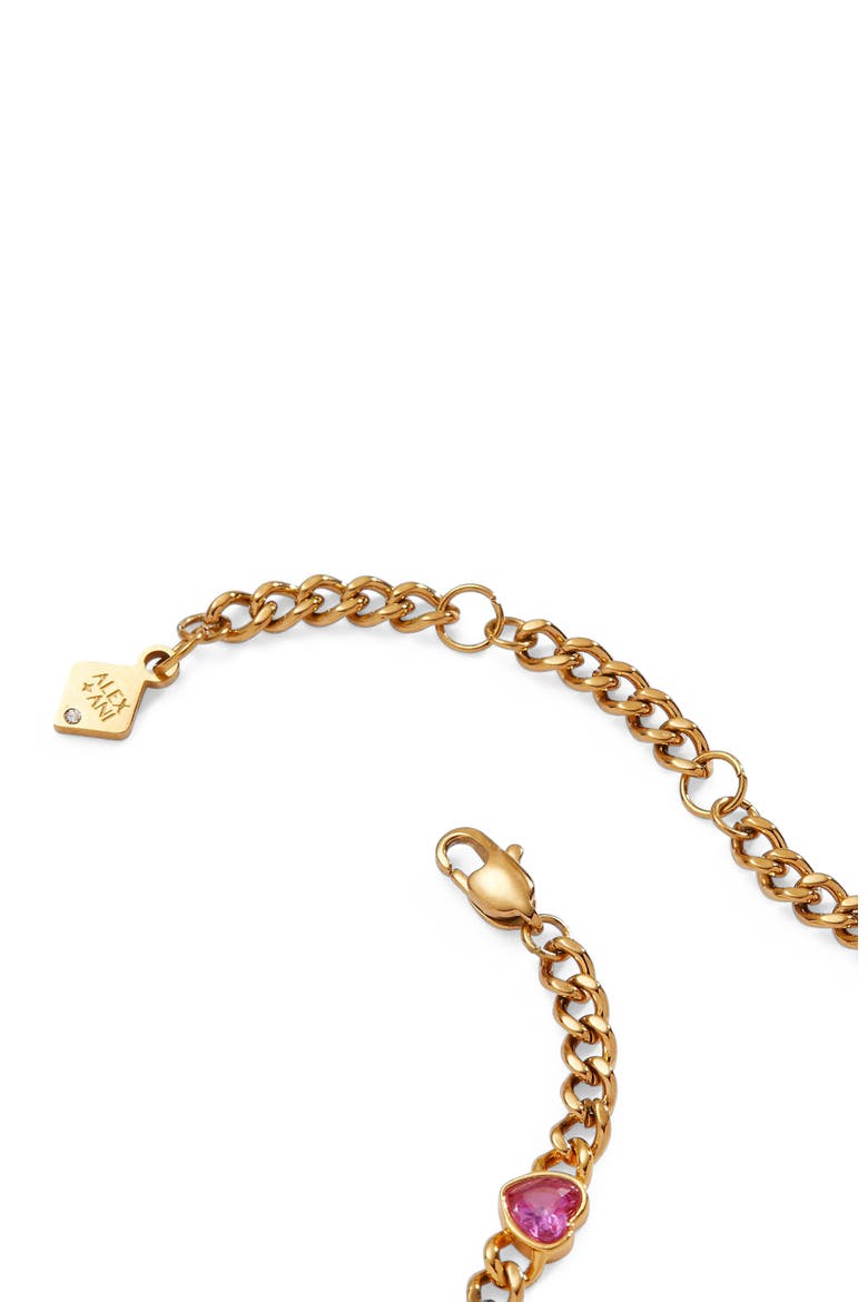Heart Curb Chain Bracelet, Alternate, color, Gold